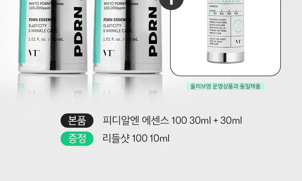 [보습 광채탄력] VT 피디알엔 에센스 100 30ml 더블 기획 (+리들샷 100 10ml) 상세페이지 2